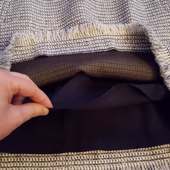L.K. Bennett Josie Navy Tweed Skirt with Fringe detail - Picture 11 of 12